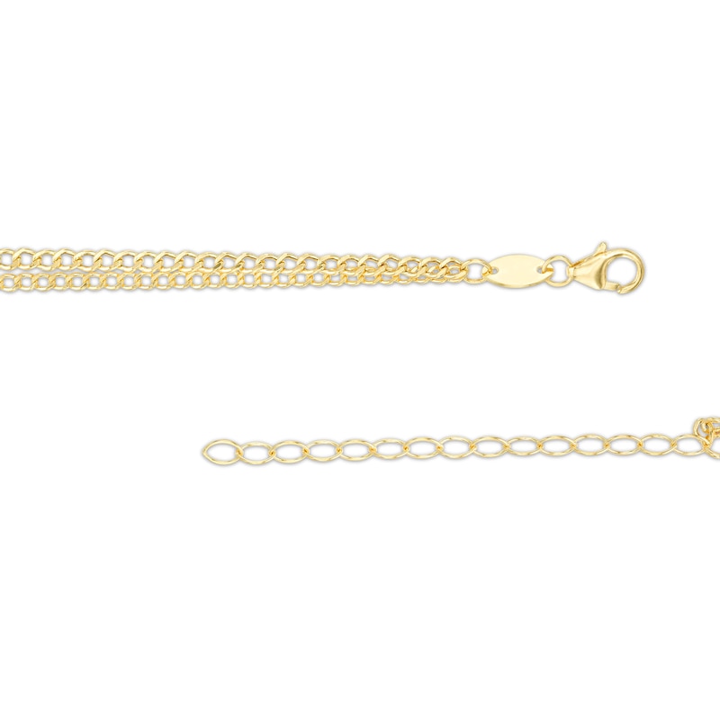 Double Flat Curb Chain Necklace in 10K Hollow Gold Bonded Sterling Silver - 17"
