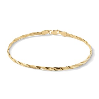 Made in Italy 2.7mm Twisted Herringbone Chain Bracelet in 10K Solid Gold - 7.5"
