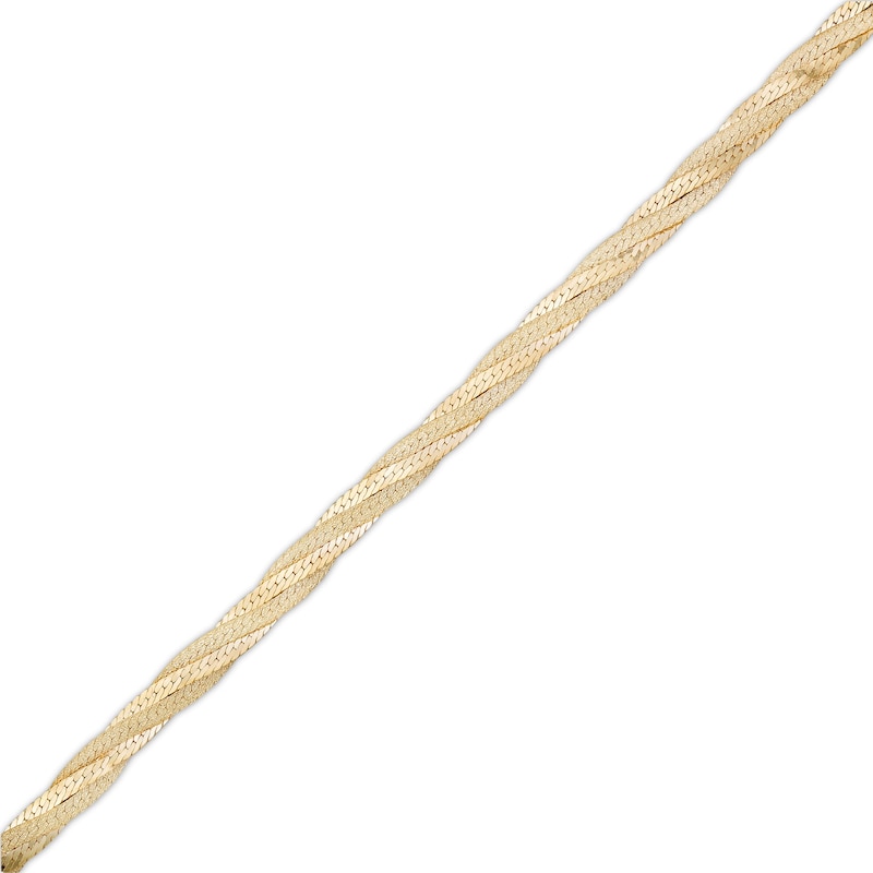 Made in Italy 2.7mm Twisted Herringbone Chain Bracelet in 10K Solid Gold - 7.5"