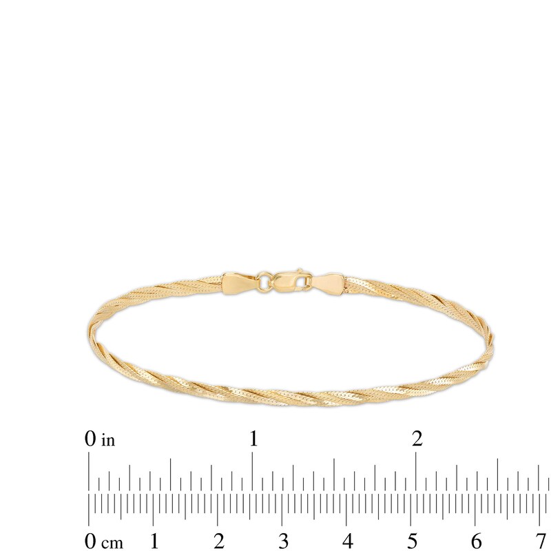 Made in Italy 2.7mm Twisted Herringbone Chain Bracelet in 10K Solid Gold - 7.5"