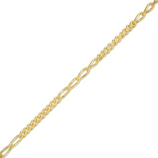 10K Gold Fancy Figaro Anklet Made in Italy