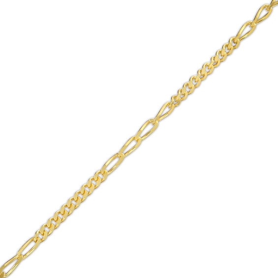 10K Gold Fancy Figaro Anklet Made in Italy