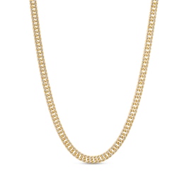 Made in Italy 4mm Diamond-Cut Pavé Double Curb Chain Necklace in 10K Hollow Gold - 22&quot;