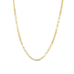 Made in Italy 1.3mm Fancy Figaro Chain Necklace in 10K Solid Gold - 18&quot;