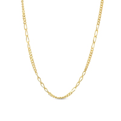 Made in Italy 1.3mm Fancy Figaro Chain Necklace in 10K Solid Gold - 18"