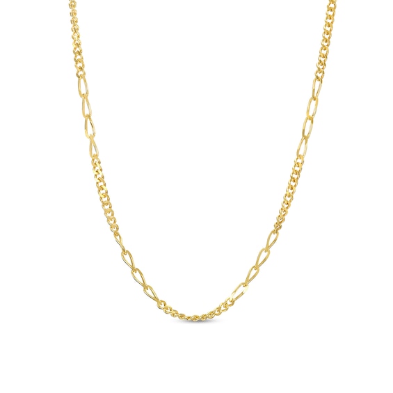 Made in Italy 1.3mm Fancy Figaro Chain Necklace in 10K Solid Gold - 18"