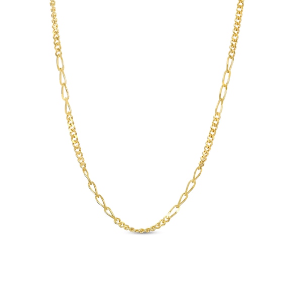 Made in Italy 1.3mm Fancy Figaro Chain Necklace in 10K Solid Gold - 18"