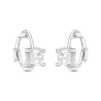 Cubic Zirconia Mini Huggie Hoop Earrings in Solid Sterling Silver