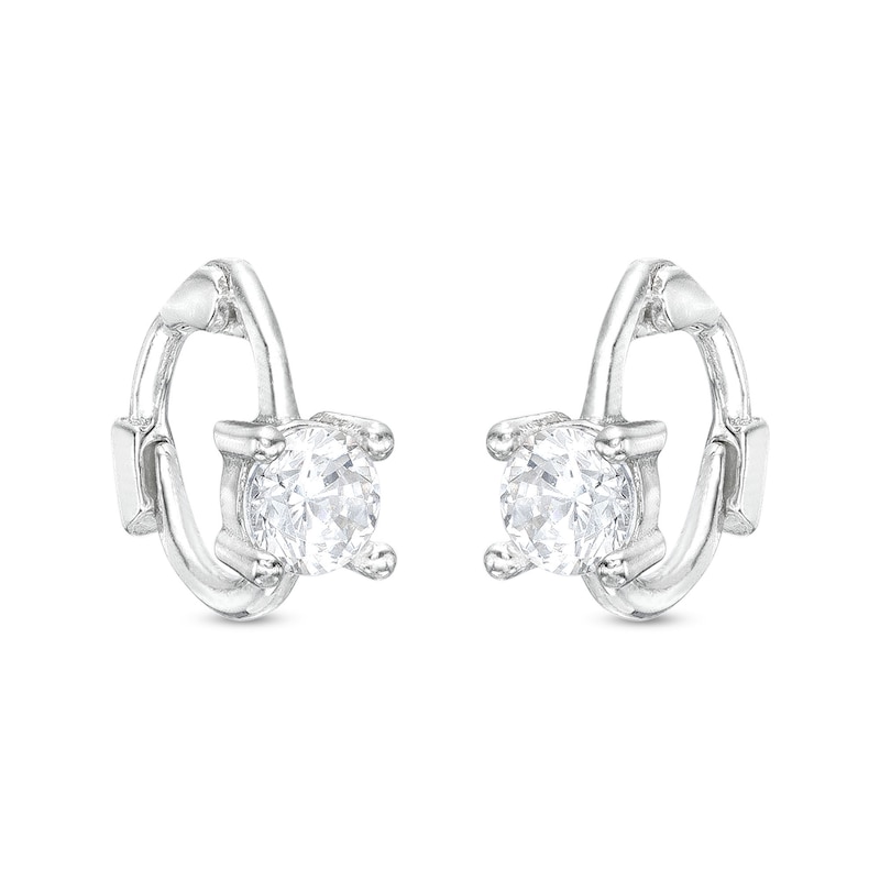 Cubic Zirconia Mini Huggie Hoop Earrings in Solid Sterling Silver