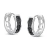Cubic Zirconia Black Huggie Hoop Earring in Solid Sterling Silver