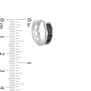 Cubic Zirconia Black Huggie Hoop Earring in Solid Sterling Silver