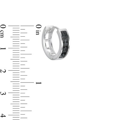 Cubic Zirconia Black Huggie Hoop Earring in Solid Sterling Silver