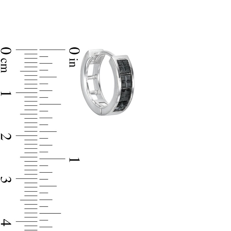 Cubic Zirconia Black Huggie Hoop Earring in Solid Sterling Silver