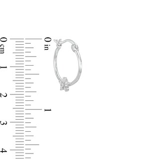 Cubic Zirconia Flower Hoop Earrings in Solid Sterling Silver