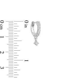 Cubic Zirconia Dainty Dangle Huggie Hoop Earrings in Solid Sterling Silver