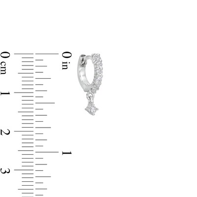 Cubic Zirconia Dainty Dangle Huggie Hoop Earrings in Solid Sterling Silver