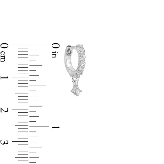 Cubic Zirconia Dainty Dangle Huggie Hoop Earrings in Solid Sterling Silver