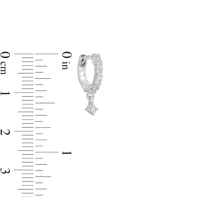 Cubic Zirconia Dainty Dangle Huggie Hoop Earrings in Solid Sterling Silver