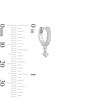 Cubic Zirconia Dainty Dangle Huggie Hoop Earrings in Solid Sterling Silver