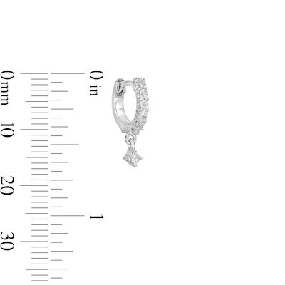 Cubic Zirconia Dainty Dangle Huggie Hoop Earrings in Solid Sterling Silver