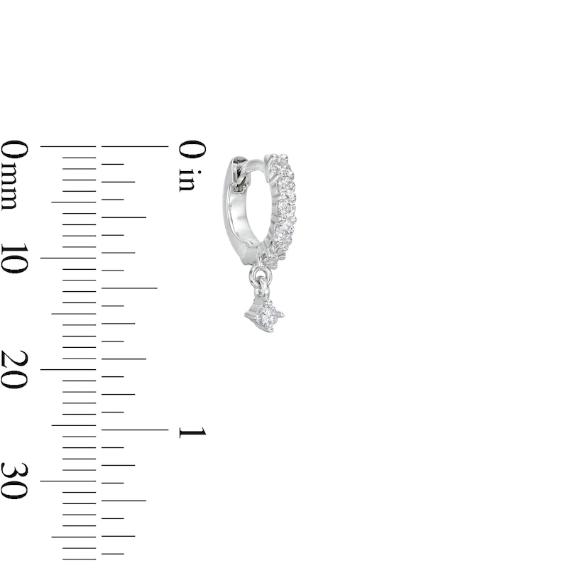 Main Image 4 of Cubic Zirconia Dainty Dangle Huggie Hoop Earrings in Solid Sterling Silver