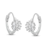Thumbnail Image 1 of Cubic Zirconia Flower Huggie Hoop Earrings in Solid Sterling Silver