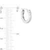 Cubic Zirconia and White Enamel Hoop Earrings in Solid Sterling Silver