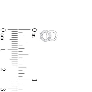 Cubic Zirconia Double Circle Stud Earrings in Solid Sterling Silver