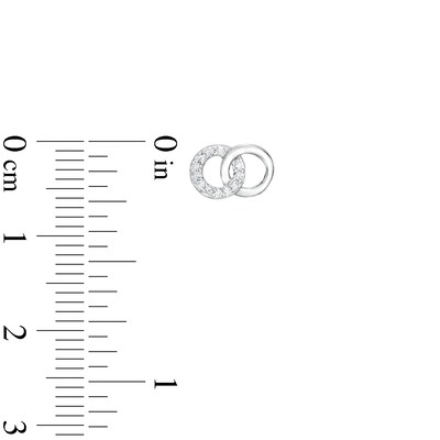 Cubic Zirconia Double Circle Stud Earrings in Solid Sterling Silver