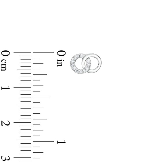 Cubic Zirconia Double Circle Stud Earrings in Solid Sterling Silver