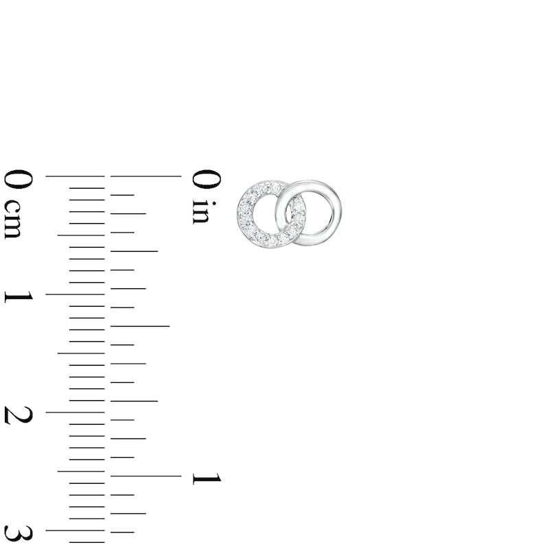 Main Image 2 of Cubic Zirconia Double Circle Stud Earrings in Solid Sterling Silver