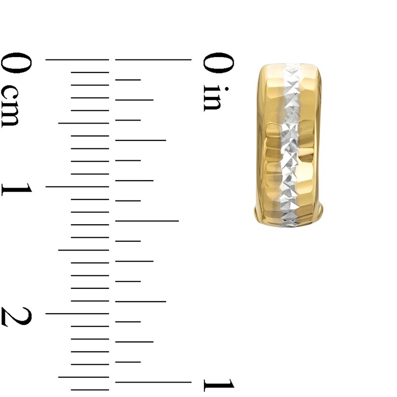 Main Image 2 of Two-Tone Mirror Finish Huggie Hoop Earrings in 10K Gold