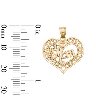 #1 Mom XO Heart Necklace Charm in 10K Two-Tone Gold