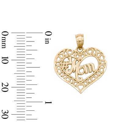 #1 Mom XO Heart Necklace Charm in 10K Two-Tone Gold