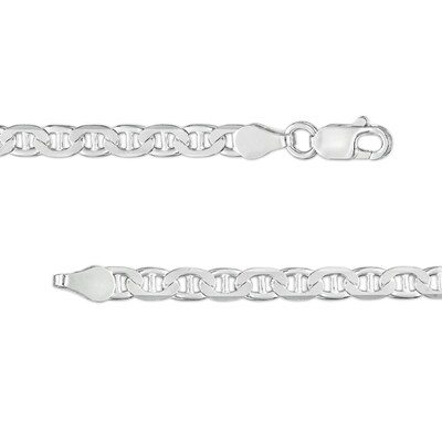 Sterling Silver Diamond-Cut Mariner Chain Anklet Made in Italy