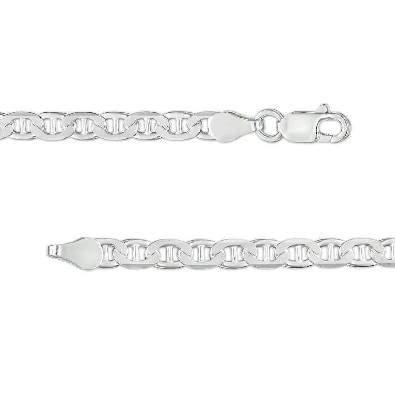 Main Image 2 of Sterling Silver Diamond-Cut Mariner Chain Anklet Made in Italy