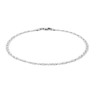 Sterling Silver Diamond-Cut Valentino Chain Anklet Made in Italy