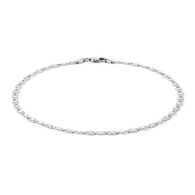 Sterling Silver Diamond-Cut Valentino Chain Anklet Made in Italy