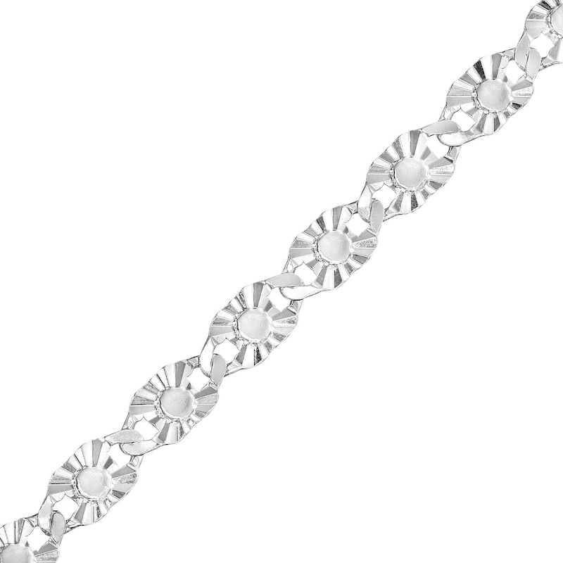 Sterling Silver Diamond-Cut Valentino Chain Anklet Made in Italy