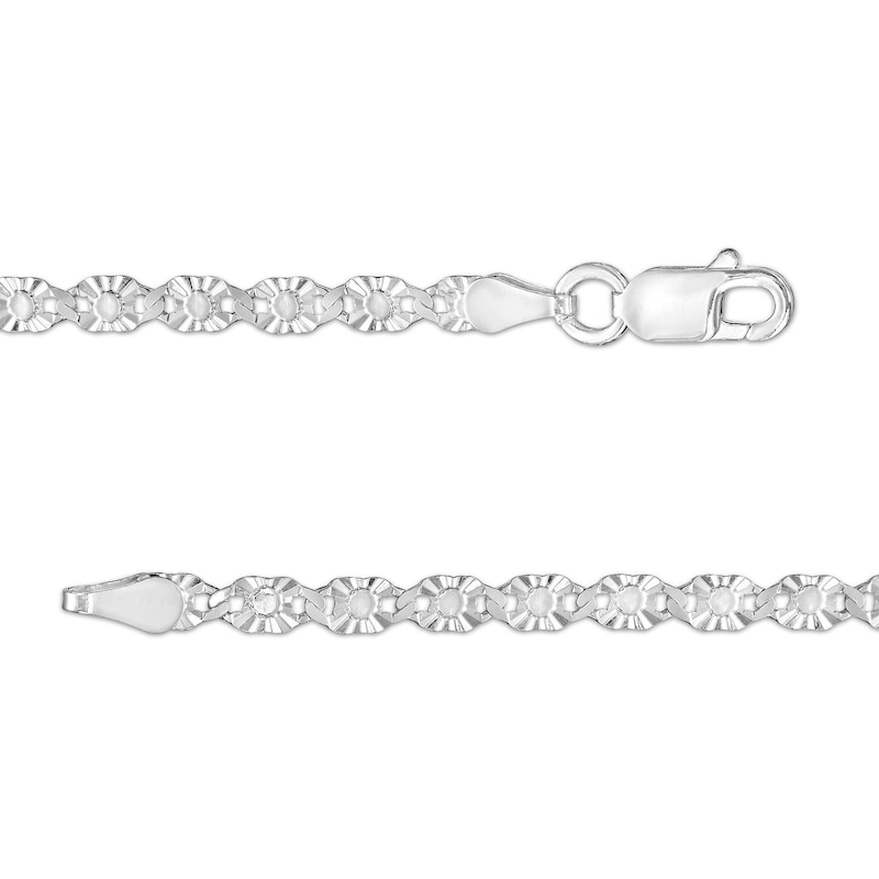 Sterling Silver Diamond-Cut Valentino Chain Anklet Made in Italy