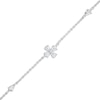 Thumbnail Image 0 of Cubic Zirconia Flower Bracelet in Semi-Solid Sterling Silver - 6.5" + 1"