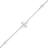 Thumbnail Image 1 of Cubic Zirconia Flower Bracelet in Semi-Solid Sterling Silver - 6.5" + 1"