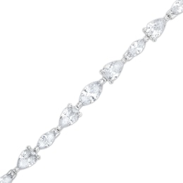 Cubic Zirconia Oval and Marquise Bracelet in Semi-Solid Sterling Silver - 7&quot;