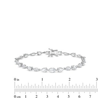 Cubic Zirconia Oval and Marquise Bracelet in Semi-Solid Sterling Silver - 7"