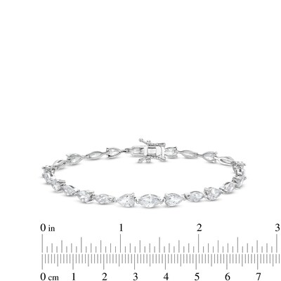 Cubic Zirconia Oval and Marquise Bracelet in Semi-Solid Sterling Silver - 7"