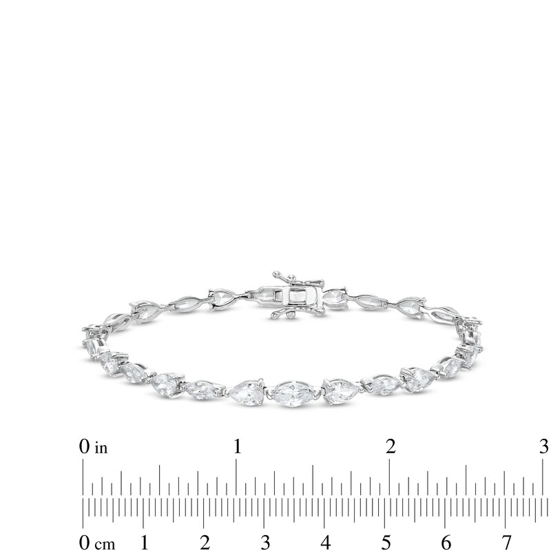 Cubic Zirconia Oval and Marquise Bracelet in Semi-Solid Sterling Silver - 7"