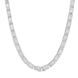 Cubic Zirconia Baguette Necklace in Solid Sterling Silver - 20&quot;