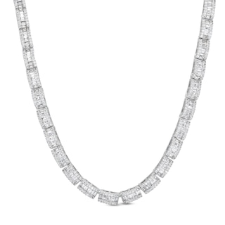 Sterling Silver CZ Baguette Necklace - 20"