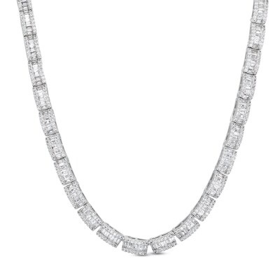 Sterling Silver CZ Baguette Necklace - 20"