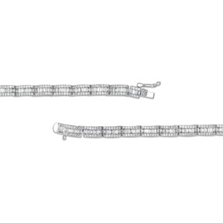 Sterling Silver CZ Baguette Necklace - 20"